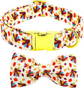 Thanksgiving Dog Collar, Turkey Dogs Collars Bow Tie Pet Collar Adjustable Pet Collars Premium Metal Buckle Autumn Leaf Necklace for Samll Dogs