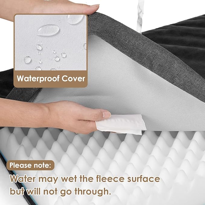 EHEYCIGA Waterproof Dog Bed Orthopedic 41"x27", Memory Foam Pet Bed for XLarged Dogs, Washable Pet Mat with Removable Cover, Dark Grey