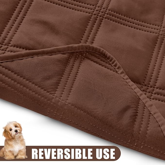 Smiry Waterproof Dog Bed Cover Blanket 40x80, Soft Reversible Pet Blanket, Washable Leakproof Cats Dogs Couch Cover for Sofa, Couch, Furniture, Brown/Brown
