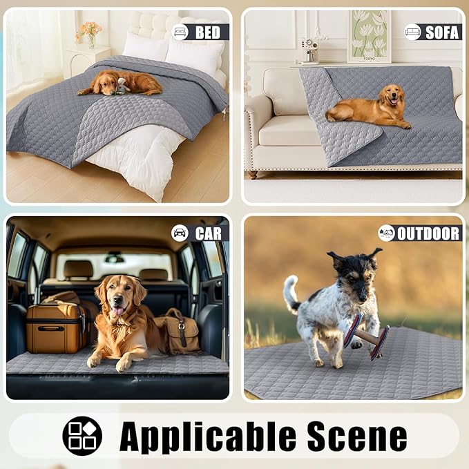Smiry Waterproof Dog Bed Cover Blanket, Soft Reversible Pet Blanket, Washable Leakproof Cats Dogs Couch Cover for Sofa, Couch, Furniture (30x70 Inch, Grey/Light Grey)