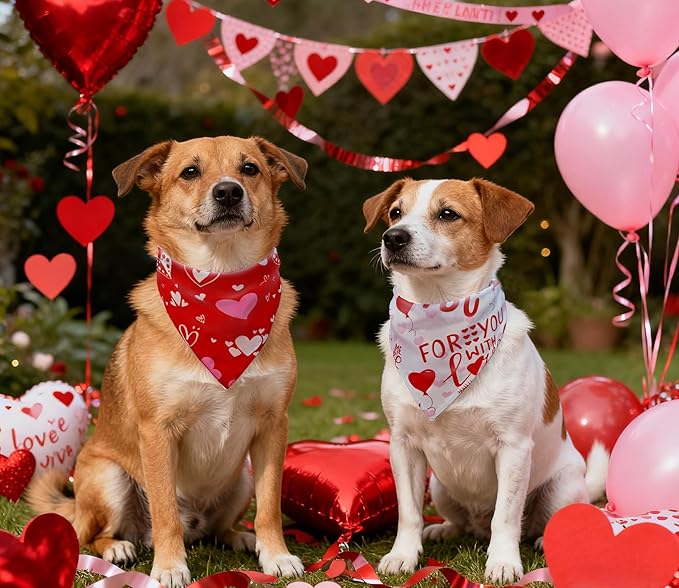 Valentine's & St. Patrick's Day Dog Bandana Set 2PCS-XLarge,Holiday Party Costumes,Pet Scarves for Boys and Girls,Dog Outfit Gifts for XLarge Dogs,Diverse Festive Styles