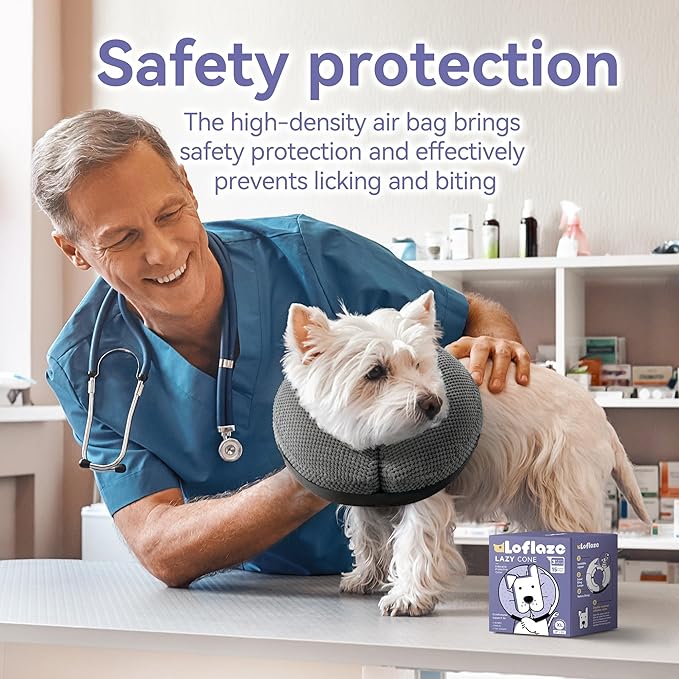 Soft Inflatable Dog Cone Collar for Large Medium Small Dogs Cats - After Surgery Donut, E Collar Alternative for Recovery