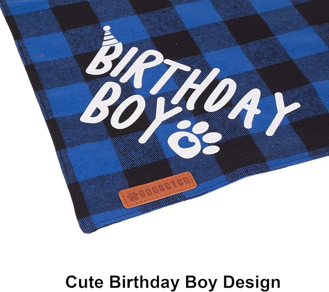 ADOGGYGO Dog Birthday Party Supplies, Multi Size Offered, Blue Birthday Boy Dog Bandana, Pet Party Hat with Numbers Bow for Small Puppies (Small)