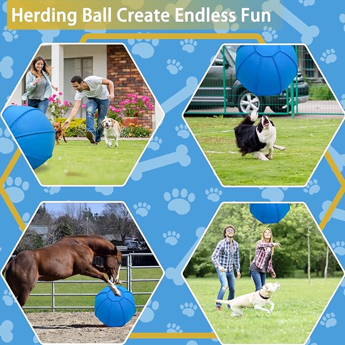 Herding Ball for Dogs, Dual Layered Herding Dog Ball Set for Australian Shepherd, Cattle, Collie, Dog Agility Equipment-Free Training Book