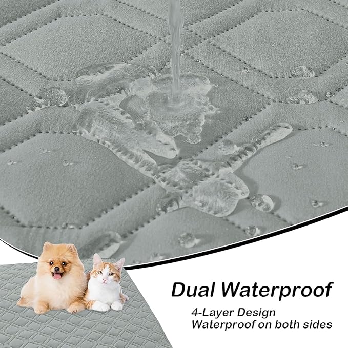 hyha Waterproof Dog Bed Blanket, Soft Pet Blankets, Waterproof Couch Cover for Dogs, Reversible Sofa Covers Washable for Furniture (40x70 Inch, Grey/Grey)