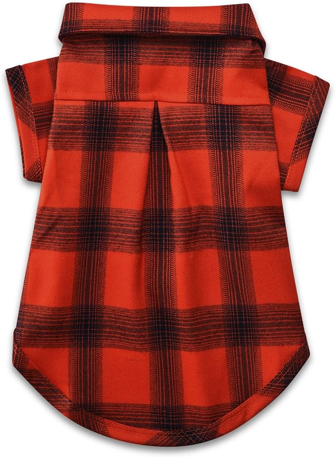 Koneseve Dog Shirt Plaid Dog Clothes for Small Dogs Boy Girl Cat Clothes Soft Puppy Outfit Adorable Pet T-Shirts Kitten Grid Costume Apparel Thanksgiving Christmas Clothing (Red#1; M/Medium)