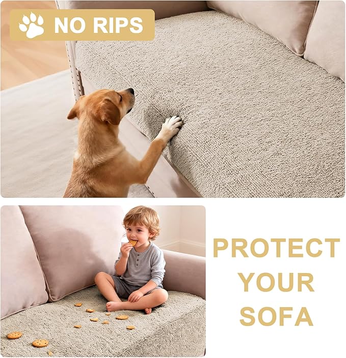 H.VERSAILTEX Non Slip Pet Couch Cover Chenille Dog Bed Protector Thick Soft Sofa Slipcover Pet Friendly Washable Couch Cushion Covers for Pets (30" x 70", Island Fossi)