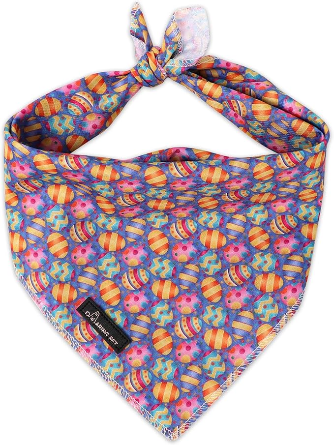 ARING PET Easter Dog Bandanas, Cute Purple Colorful Eggs Pet Bandana Scarf Triangle Bibs for Puppy Small Medium Large Boy Girl Dogs Cats-S