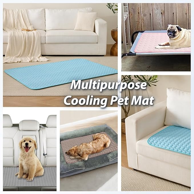 MICROCOSMOS Summer Cooling Mat & Sleeping Pad- Water Absorption Top, Materials Safe, Easy Carry, EZ Clean. Keep Cooling for Pets, Kids and Adults.(Pink, 48" x24")