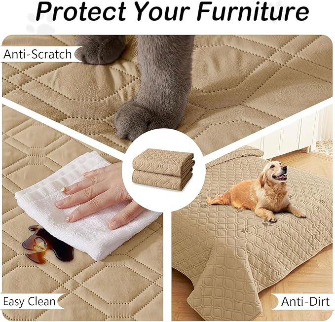 hyha Waterproof Dog Bed Blanket, Soft Pet Blankets, Waterproof Couch Cover for Dogs, Reversible Sofa Covers Washable for Furniture (40x70 Inch, Camel/Camel)