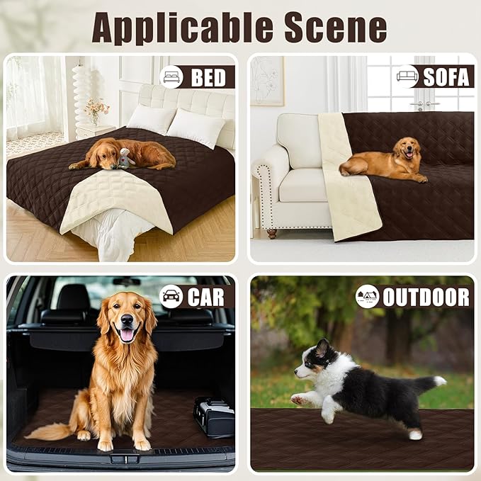 Smiry Waterproof Dog Bed Cover Blanket 40x80, Soft Reversible Pet Blanket, Washable Leakproof Cats Dogs Couch Cover for Sofa, Couch, Furniture, Chocolate/Beige