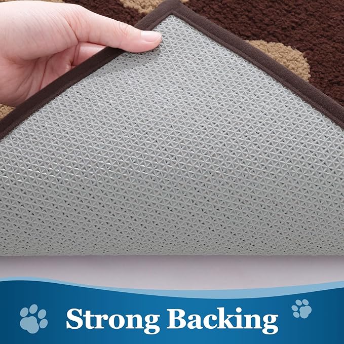 Buganda Dog Door Mat for Muddy Paws, Absorbent Dirt Trapper Washable Indoor Doormats, Non Slip Low-Profile Mud Mat for Dogs, Front Entrance Doormat for Inside Floor (30x20 Inches, Brown)