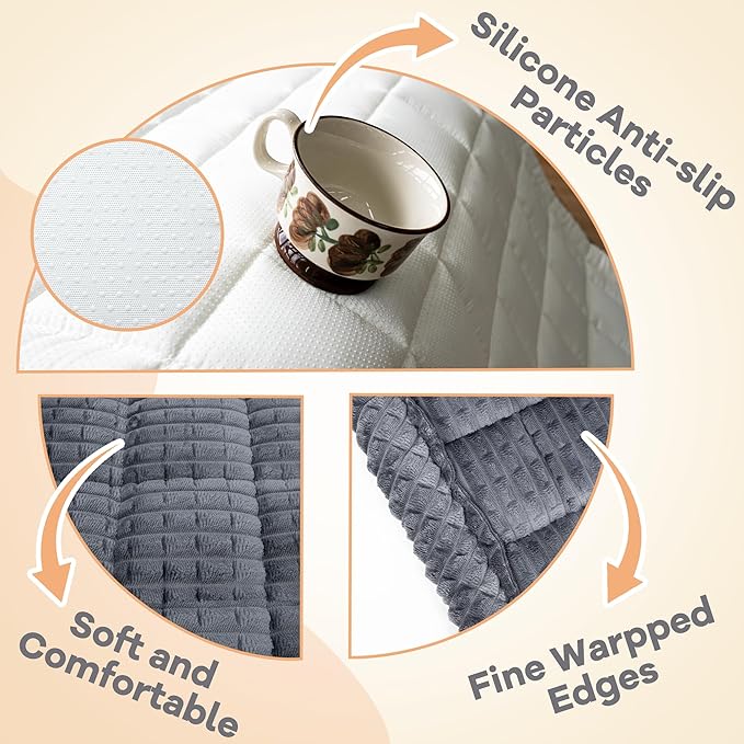 Washable Dog Couch Cover Protector, Non Slip Dog Bed Mat Machine Washable Large Blanket for Dogs, Pet Couches Covers for Sofa (Grey, 27.6 * 70.9 '')