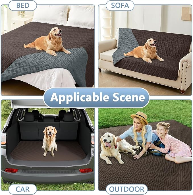 hyha Waterproof Dog Blanket, Soft Pet Bed Blankets, Waterproof Sofa Couch Cover for Dogs Washable, Reversible Pet Couch Covers for Sofa Furniture (82x102 Inch, Chocolate/Dark Grey)