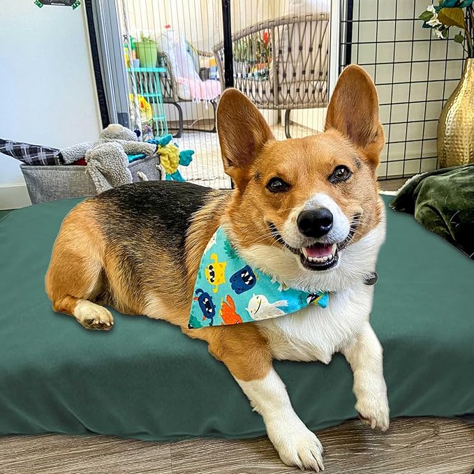 Dog Bed Cover Waterproof Replacement Machine Washable Covers for Dog Bed Heavy Duty Scratch Resistant Mattress Protector Pet Bed 47x29 Inch Dark Green Cover Only