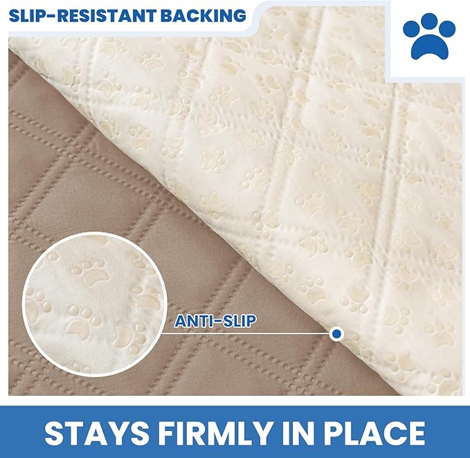 Waterproof Dog Blanket, Non-Slip Soft Pet Bed Cover, Couch Cover for Dogs Washable, Protects Sofa, Furniture, Crate, Car, Tear Resistant Leakproof Pet Blanket (30x53 Inch, Khaki)