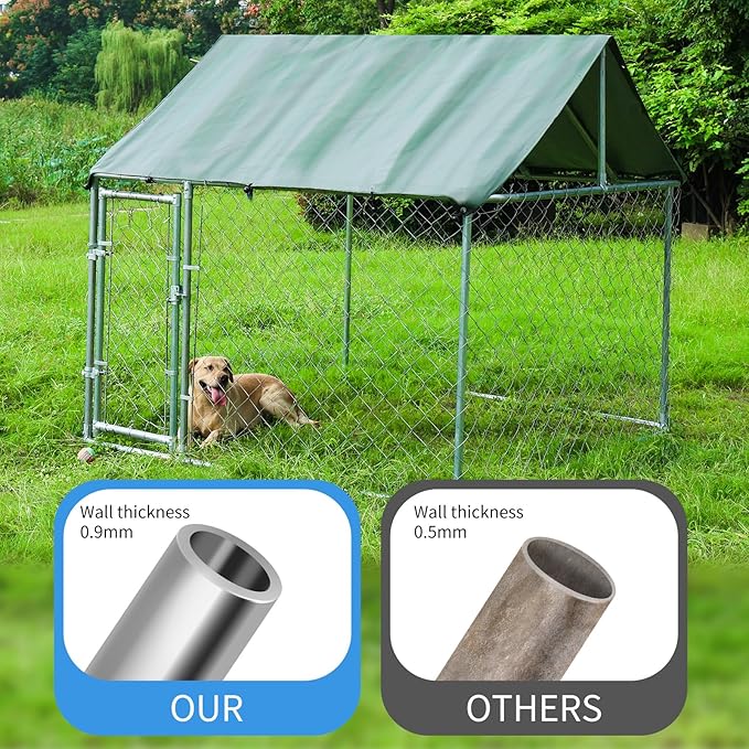 Heavy Duty 80" Outdoor Dog Kennel with Waterproof Roof - Escape-Proof Galvanized Steel Enclosure & Secure Safety Lock for Large Dogs, Backyard Weather-Resistant Playpen