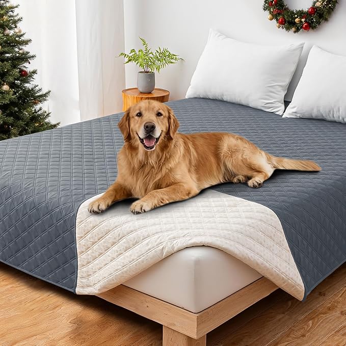Waterproof Dog Bed Cover, Non-Slip Dog Blanket for Couch, Couch Covers for Dogs Washable, Pet Blanket for Furniture, Pet Bed Mat for Sofa, Car, Pet Supplies (82x102 Inch, Dark Grey)