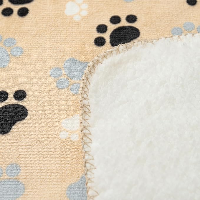 Dog Blankets Waterproof Pet Blanket Paw Printing Super Soft Warm Fluffy Facecloth Sofa Car Bed Protector, Urine Proof Washable for Puppy Large Dogs & Cats 40"*30" Beige