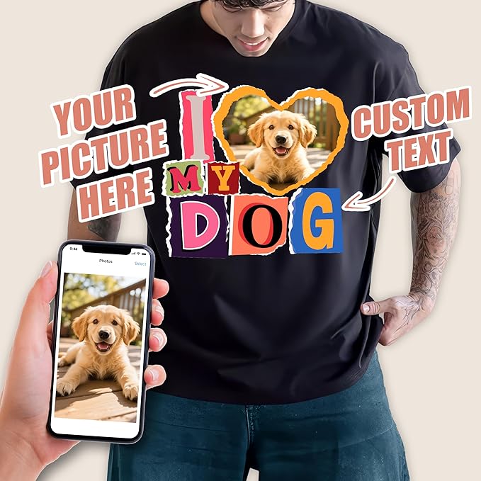 H-DEWALL Custom Shirts Custom Bootleg Rap Shirt for Him Custom Face Shirt with Photo Pet Custom Tees Gift for Dog Cat Lover