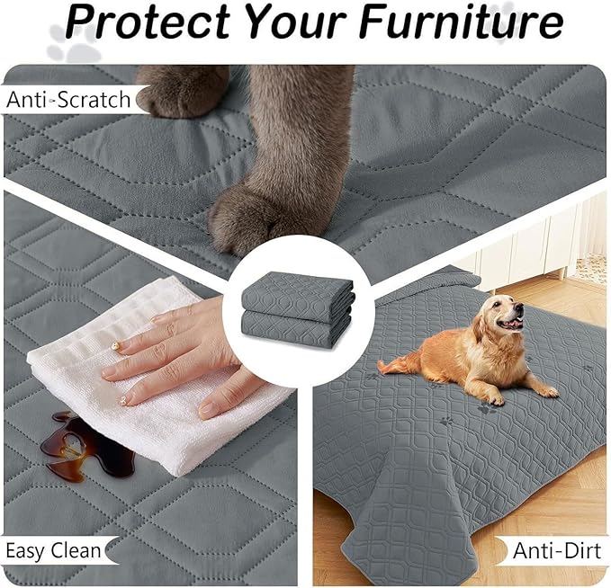 hyha Waterproof Dog Bed Blanket, Soft Pet Blankets, Waterproof Couch Cover for Dogs, Reversible Sofa Covers Washable for Furniture (40x80 Inch, Dark Grey/Dark Grey)