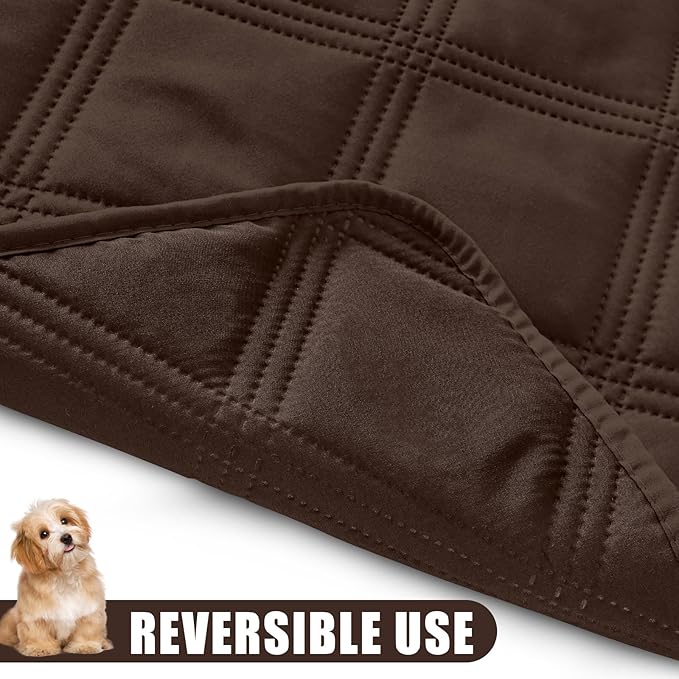 Smiry Waterproof Dog Bed Cover Blanket 52x82, Soft Reversible Pet Blanket, Washable Leakproof Cats Dogs Couch Cover for Sofa, Couch, Furniture, Chocolate/Chocolate