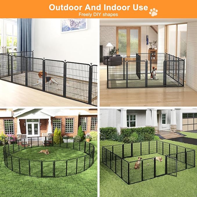 Wide Gate Dog Fence Outdoor Pens Outside,Portable Dog Play Pen 40" H 22 Panels Pet Playpen Exercise Pens for Puppys Small Medium Large Dogs RV Camping Yard Garden Indoor