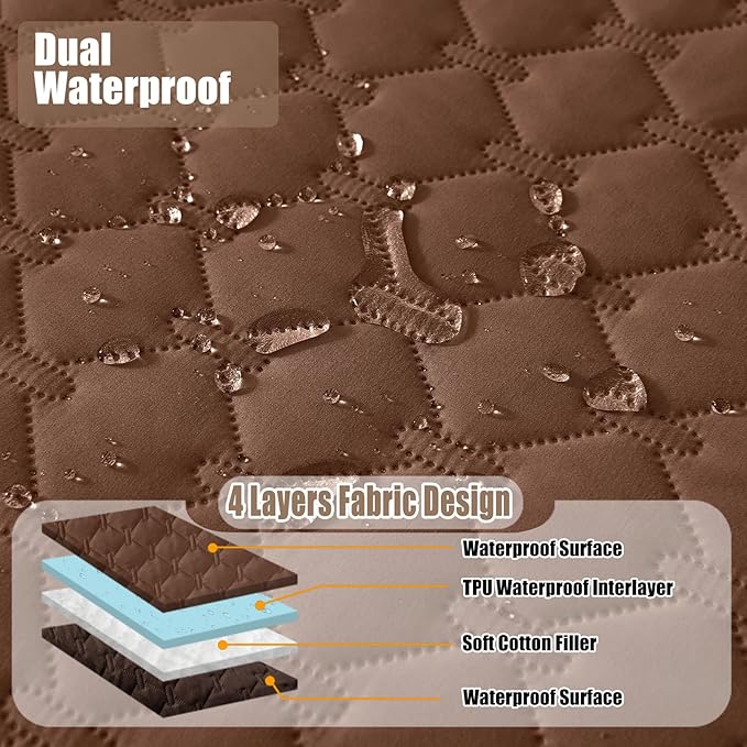 Smiry Waterproof Dog Bed Cover Blanket, Soft Reversible Pet Blanket, Washable Leakproof Cats Dogs Couch Cover for Sofa, Couch, Furniture (52x82 Inch, Brown/Chocolate)