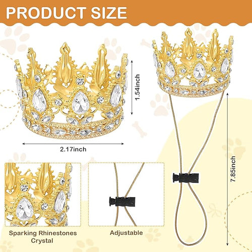 Abbylike Pet Rhinestone King Crown Small Size, Queen Crown for Halloween Costume for Small Dog Cat Cosplay Party Accessories Adoption Celebration Wedding Birthday Photos Prop Costume