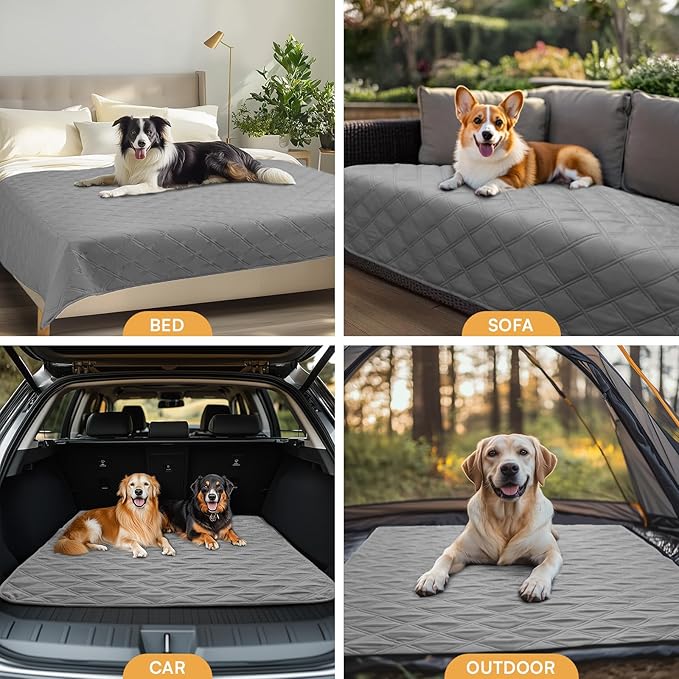 Luciphia 100% Waterproof Couch Cover Blanket for Dogs Anti-Slip Pet Couch Protector Sofa Mat Puppy Cat with Non-Slip Bottom, Light Grey, 52x82 Inch