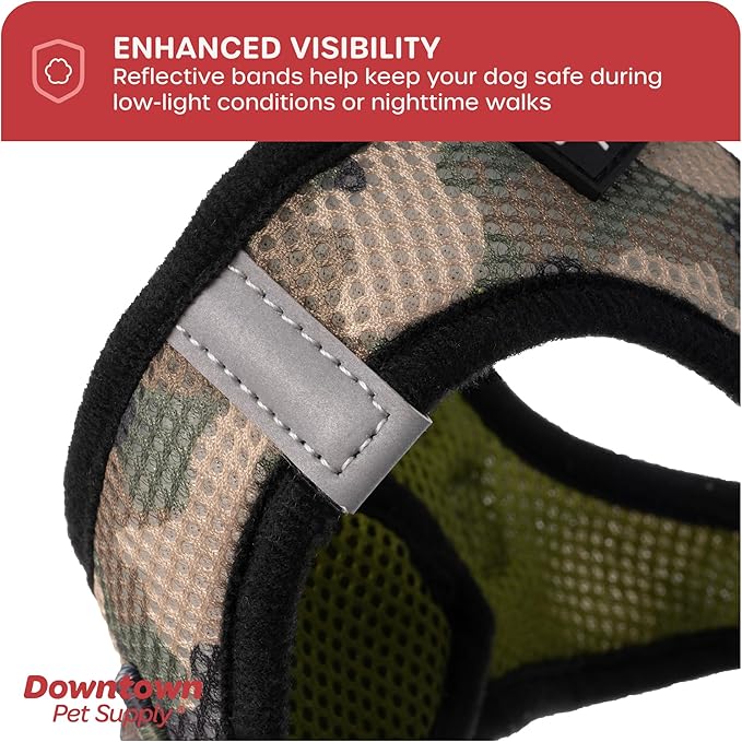 Downtown Pet Supply Step in Dog Harness for Small Dogs No Pull, Small, Camo Green - Adjustable Harness with Padded Mesh Fabric and Reflective Trim - Buckle Strap Harness for Dogs