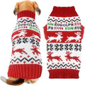 Dog Christmas Sweater Xmas Pet Clothes Cute Reindeer Christmas Dog Costume Outfits Holiday Knitwear Puppy Cat Jumpers New Year Gifts for Small Medium Large Dogs(Red Runing Deer,XL)