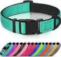 Joytale Reflective Dog Collar, Soft Neoprene Padded, Metal D-Ring, Nylon Pet Collar Adjustable for Extra Large Dogs, Teal, XL