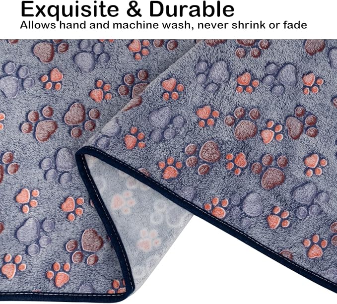 Dono 1 Pack 3 Dog Blankets for Small Dogs, Soft Fluffy Paw Print Pattern Fleece Pet Blanket Warm Sleep Mat, Puppy Kitten Blanket Doggy Mat for Dog Cat Kitten Doggy (40 * 30")