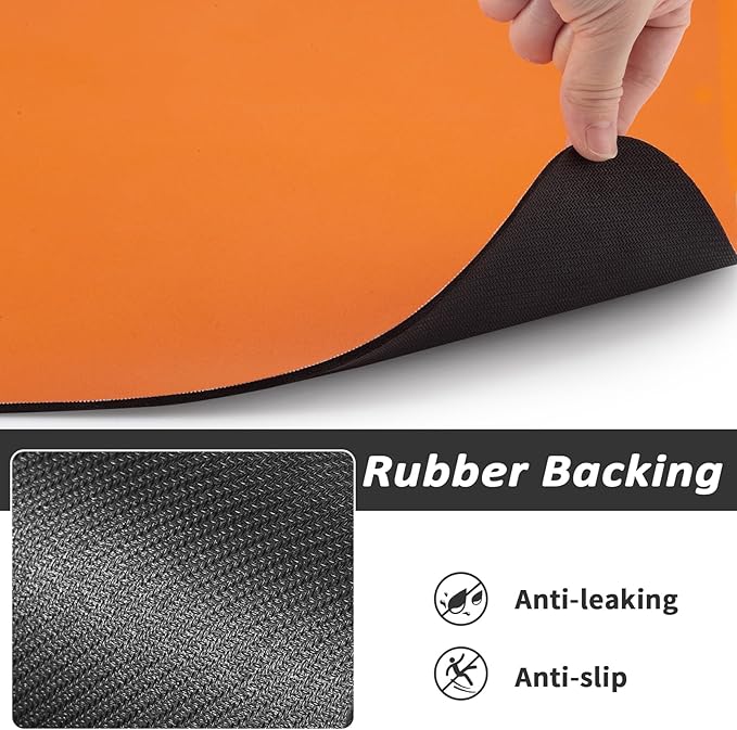 Dog Food Mat - Absorbent Cat Mat for Food and Water, No Stains Pet Feeding Bowl Mat, Easy to Clean Pet Placemats, Quick Dry Dog Water Dispenser Mat for Messy Drinkers | Orange 18"x 28"