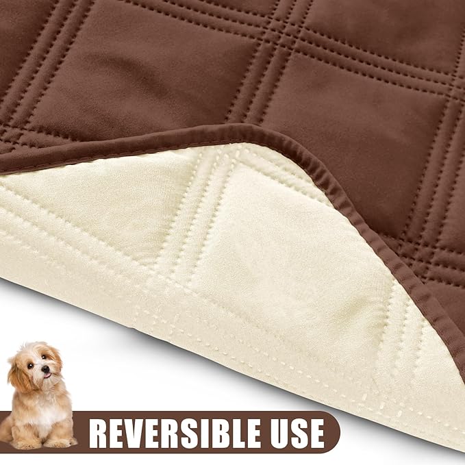 Smiry Waterproof Dog Bed Cover Blanket 52x82, Soft Reversible Pet Blanket, Washable Leakproof Cats Dogs Couch Cover for Sofa, Couch, Furniture, Brown/Beige