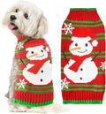 Dog Christmas Sweater Cute Snowman Puppy Cat Costume Boy Girls Xmas Holiday Pet Clothes New Year Outfits Gifts for Small Medium Large Dogs (M, Red Green Stripe Snowman)