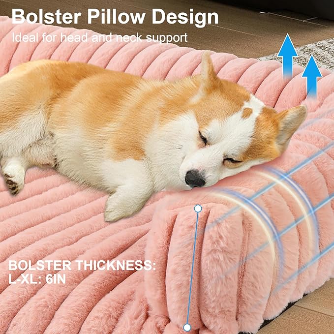 Wn's Day Luxurious Dog Couch Bed, Washable Calming Dog Couch Cover, Removable Couch Protector for Dogs, Waterproof Sofa Bed, Pet Bed Mats for Couch, Pet Couch Covers for Sofa(Pink, XXL)