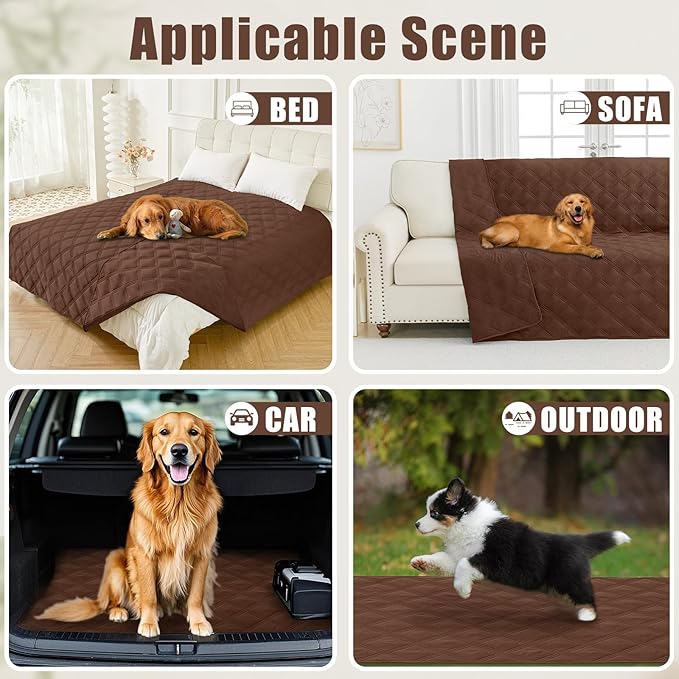 Smiry Waterproof Dog Bed Cover Blanket 30x70, Soft Reversible Pet Blanket, Washable Leakproof Cats Dogs Couch Cover for Sofa, Couch, Furniture, Brown/Brown