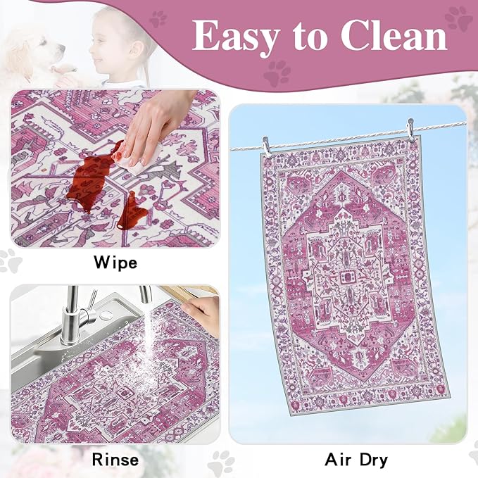famibay Dog Food Mat, Absorbent Cat Dog Mats for Food and Water, No Stains Quick Dry Pet Cat Bowl Mats with Non Slip Backing, Boho Pet Feeding Mat for Floor Waterproof 16"x24"