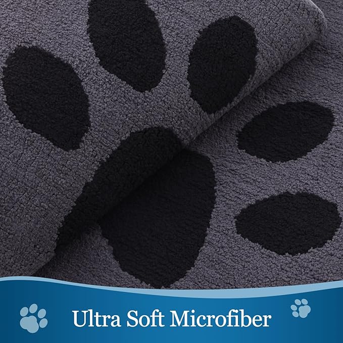 Buganda Dog Door Mat for Muddy Paws, Absorbent Dirt Trapper Washable Indoor Doormats, Non Slip Low-Profile Mud Mat for Dogs, Front Entrance Doormat for Inside Floor (30x20 Inches, Black)