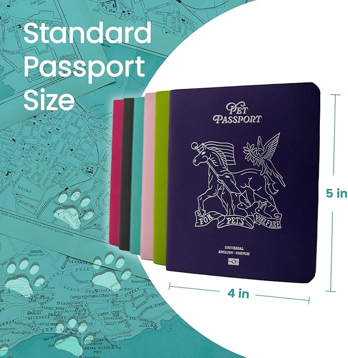 Color Premium PU Leather stitch-sewn US Pet Passport Medical Record for Pet Health and Vaccination English + Spanish for Cat, Dog, Puppy and Kitten (Blue + Lime, Double)