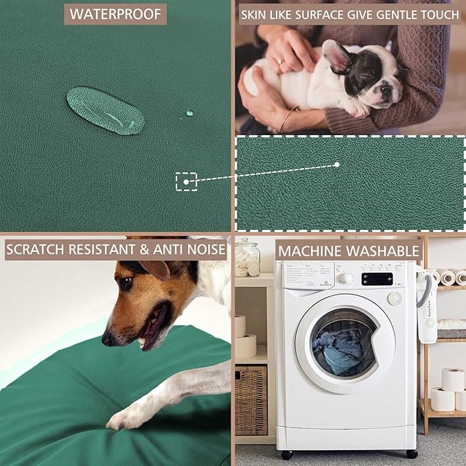 Dog Bed Cover Waterproof Replacement Machine Washable Covers for Dog Bed Heavy Duty Scratch Resistant Mattress Protector Pet Bed Round 20x20 Inch Cover Only Dark Green