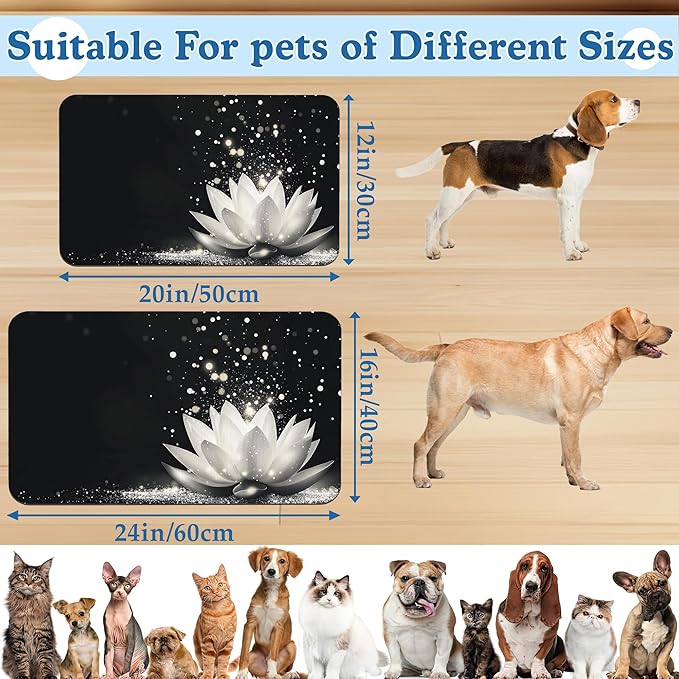 Magic White Lotus Pet Feeding Mat–Christmas Stocking Quick Dry Absorbent Dog Cat Food Mat, Non Slip Waterproof Bowl Placemat for Messy Eaters, Pet Accessories for Floors 12"x20"