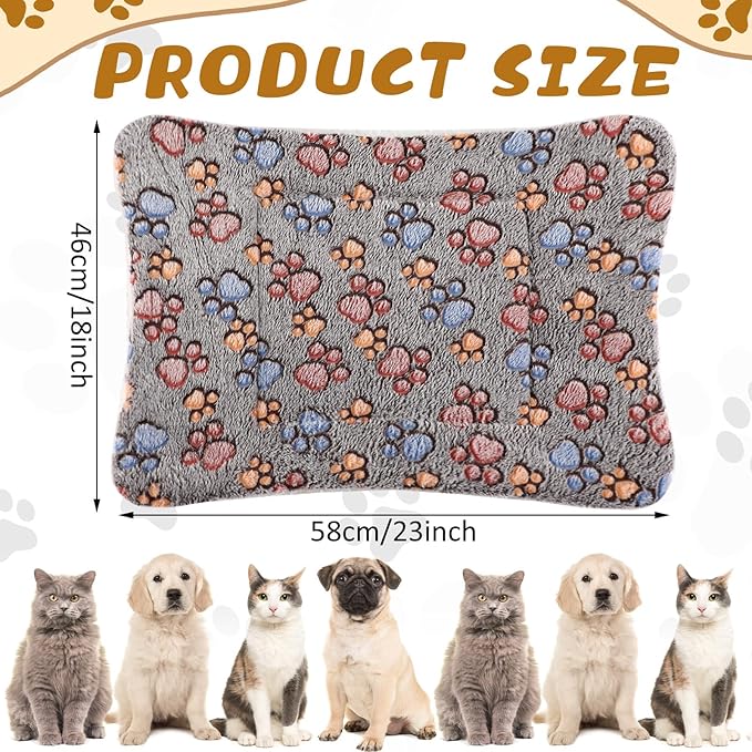 Tuanse 4 Pack Ultra Soft Dog Cat Bed Mat Small Animal Guinea Pig Bed with Cute Print Reversible Fleece Dog Crate Kennel Pad Cozy Washable Thickened Hamster Pet Beds Mat(23 x 18 Inches,Gray)