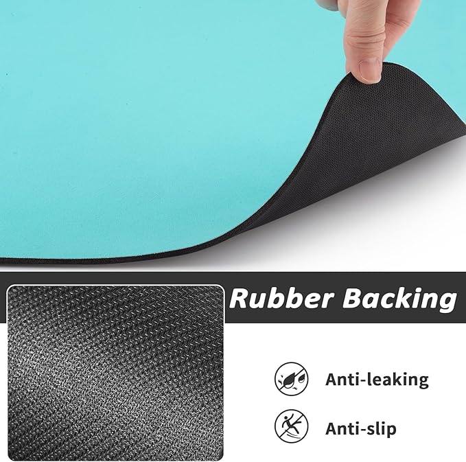 Dog Food Mat - Absorbent Cat Mat for Food and Water, No Stains Pet Feeding Bowl Mat, Easy to Clean Pet Placemats, Quick Dry Dog Water Dispenser Mat for Messy Drinkers | Paw Teal 16"x 24"