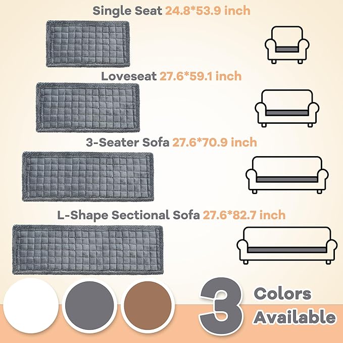 Washable Dog Couch Cover Protector, Non Slip Dog Bed Mat Machine Washable Large Blanket for Dogs, Pet Couches Covers for Sofa (Grey, 24.8 * 53.9 '')