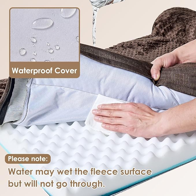 EHEYCIGA XL Dog Bed Memory Foam for Crate, Extra Large Dog Bed Orthopedic with Washable Removable Cover, Waterproof Pet Sofa Couch XLarge Size Dogs, 41x27x6.5, Brown