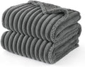 Bedsure ComfyFleece™ Waterproof Dog Blankets for Large Dogs - Soft Pet Cat Blanket Corduroy Fleece for Bed Protector Washable, Cozy Calming Reversible Furniture Protection,60"x80", Warm Grey