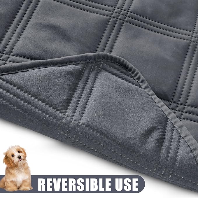 Smiry Waterproof Dog Bed Cover Blanket 52x82, Soft Reversible Pet Blanket, Washable Leakproof Cats Dogs Couch Cover for Sofa, Couch, Furniture, Dark Grey/Dark Grey